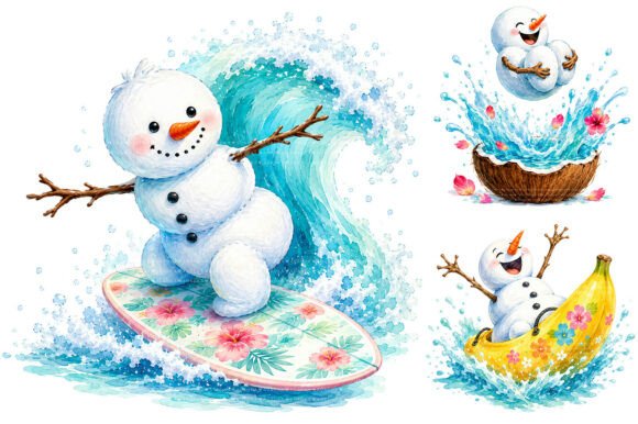 Download Summer Snowman Tropical Beach Clipart - Snowman Collection