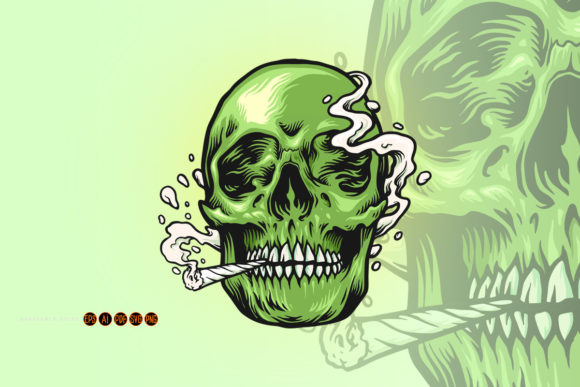 Download Smoking Weed Green Skull Hand Drawn SVG - Skull hand drawn Collection