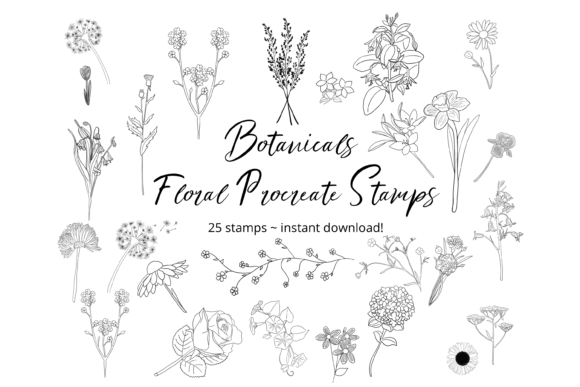 Download Floral Procreate Stamp Brushes Botanical - Premium Resources