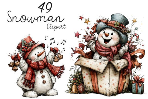 Download Christmas Whimsical Snowman Clipart - Snowman Collection