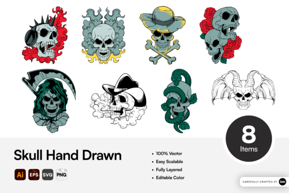 Download Skull Hand Drawn Illustration - Skull hand drawn Collection