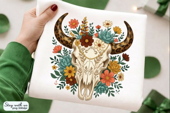 Download Floral Cow Skull Hand Drawn PNG - Skull hand drawn Collection