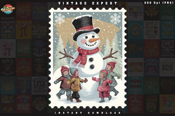 Download Winter Stamp Kids Snowman Christmas PNG - Snowman Collection