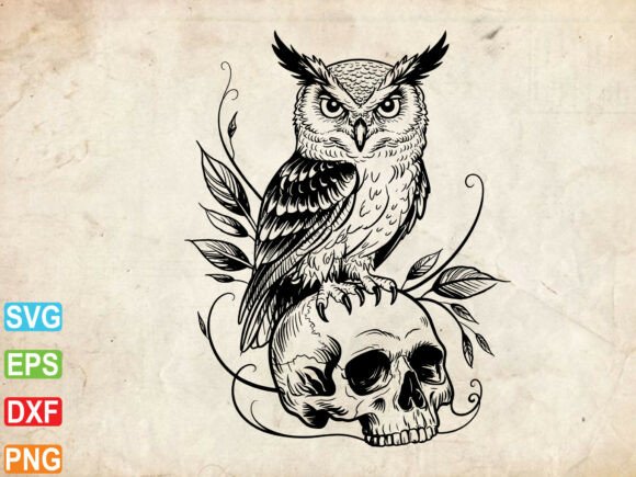 Download Owl with Skull Svg, Owl Flower Svg - Skull svg Collection