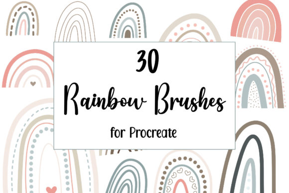 Download 30 Procreate Boho Rainbow Brushes Stamps - Rainbow brushes Collection