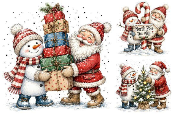 Download Cute Santa Snowman Christmas Clipart - Snowman Collection